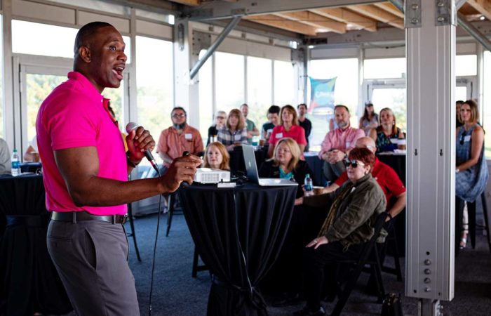 Saikou Camara speaks at CreativeMornings/Omaha